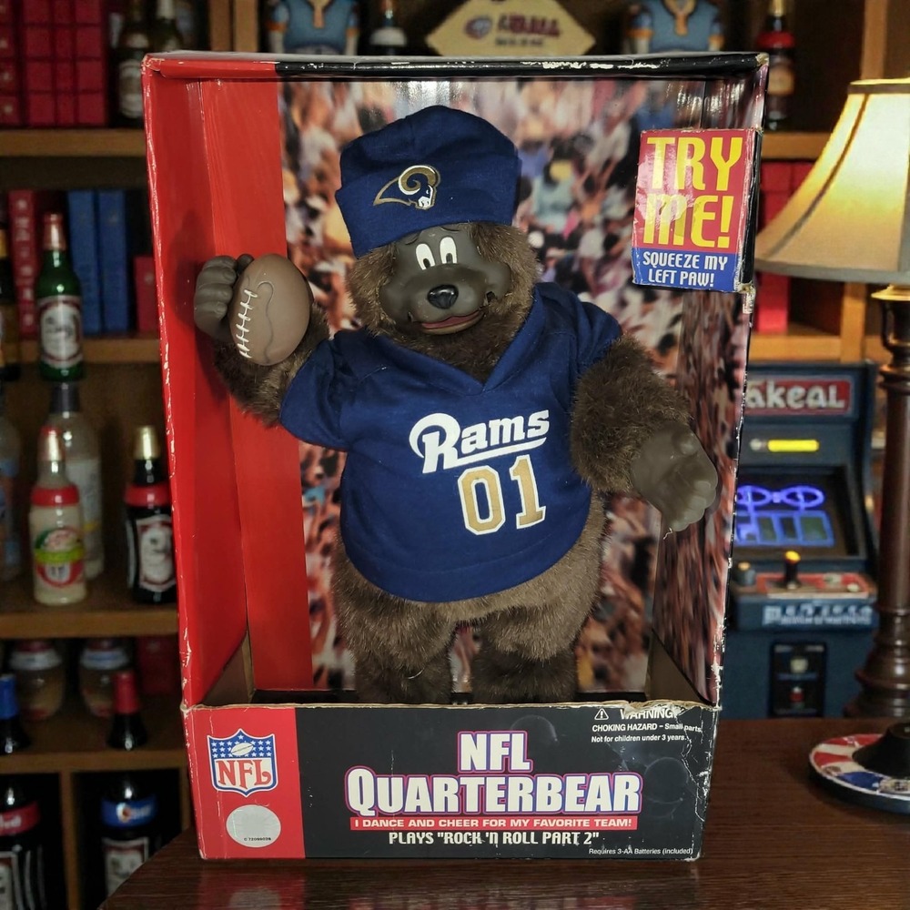 READ Gemmy 2001 NFL Quarterbear St Louis Rams New In Box DEAD BATTERY Rare Vtg